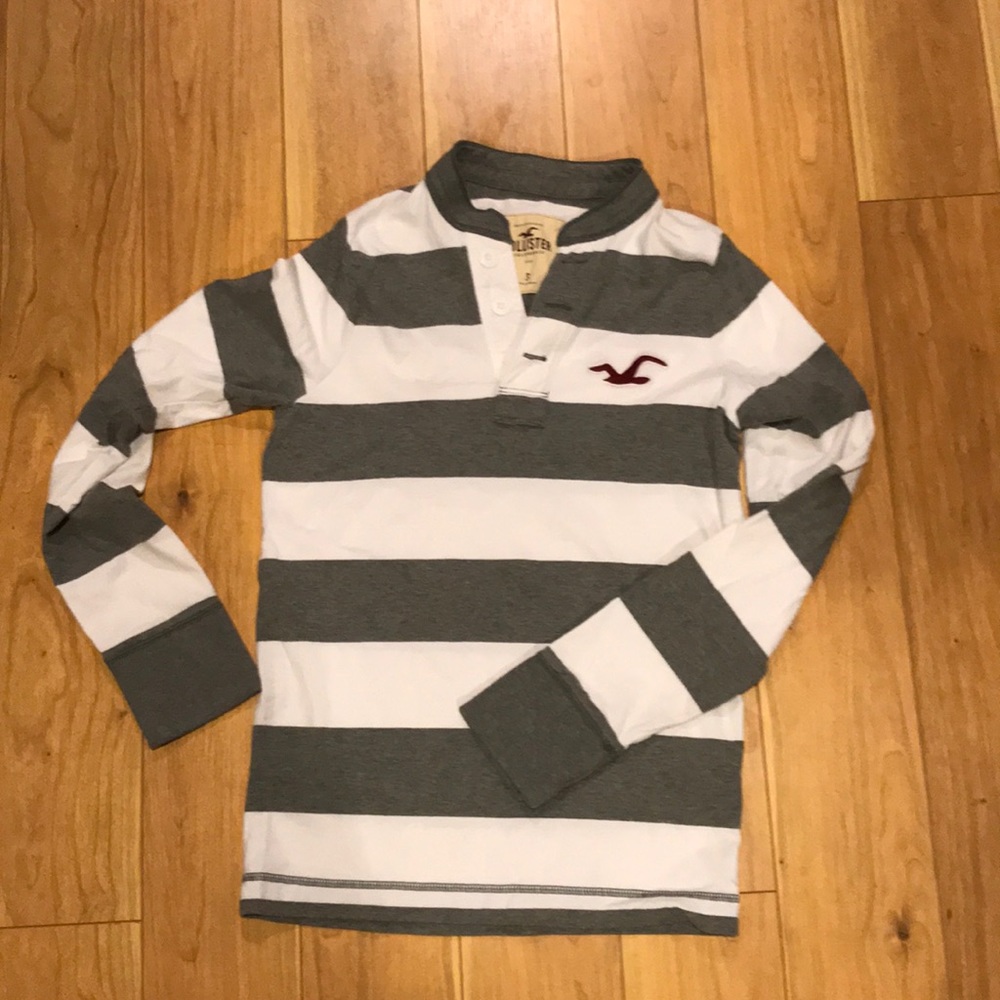Men’s Hollister Grey Striped Henley